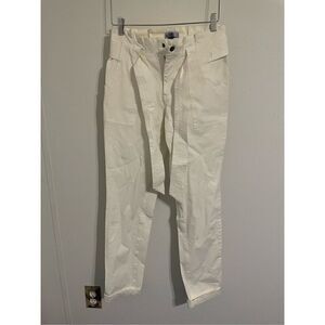 Vylette Teens Youth 7 28W White Belted Pull On Ankle Pants Cuffed Hem
